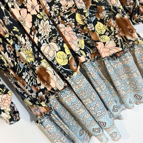 Saints & Hearts Floral Long Sleeve Dress M Boho Cottagecore Hippie Flowy Western - Picture 6 of 7